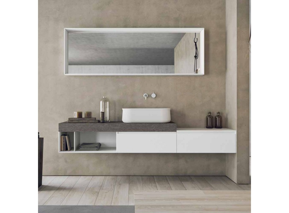 Modern och upphängd sammansättning av designade badrumsmöbler - Callisi2 Viadurini