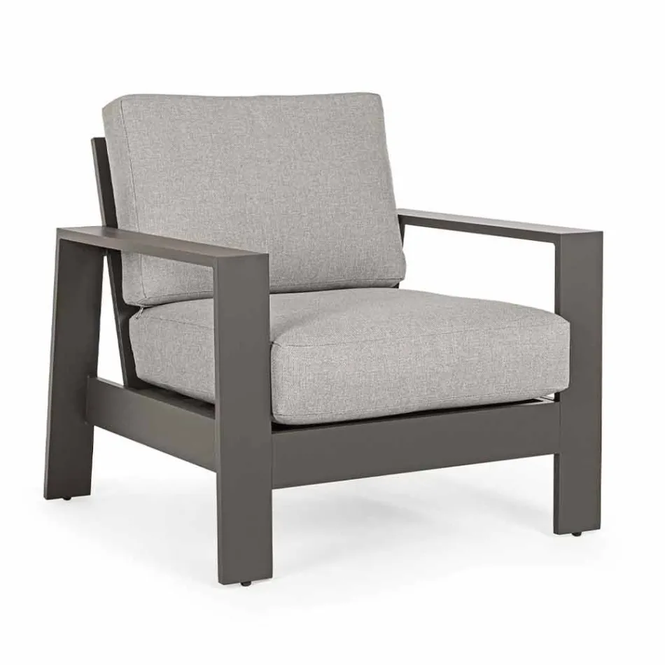 Utomhus vardagsrumsammansättning i aluminium med tygkuddar - Yoshi Viadurini