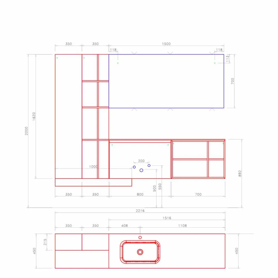 Upphängda badrumsmöbler med modern design tillverkad i Italien - Callisi15 Viadurini