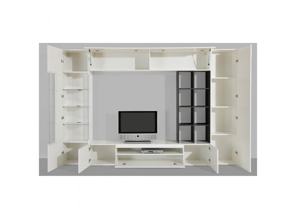 Sammansättning av möbler och TV-bänk Vardagsrum i träväggdesign - Ciancia Viadurini