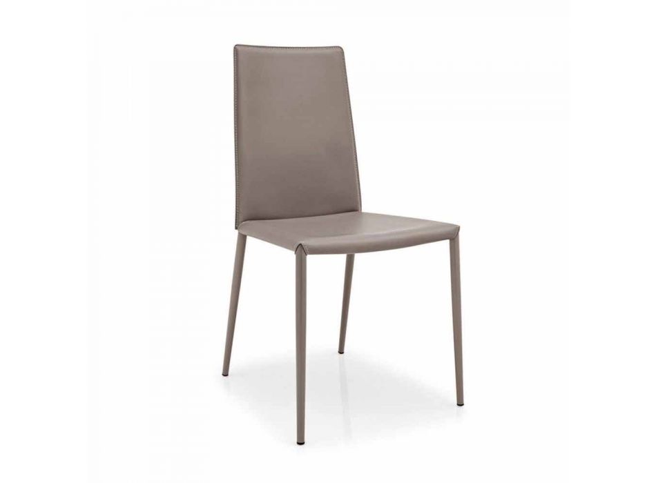 Connubia Calligaris Boheme läder stol, modern metal, 2 st Viadurini