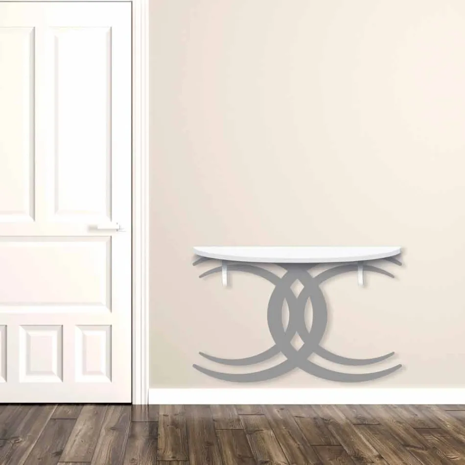 Väggmonterad konsol för modern design i vitt och grått trä - Coco Viadurini