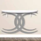 Väggmonterad konsol för modern design i vitt och grått trä - Coco Viadurini