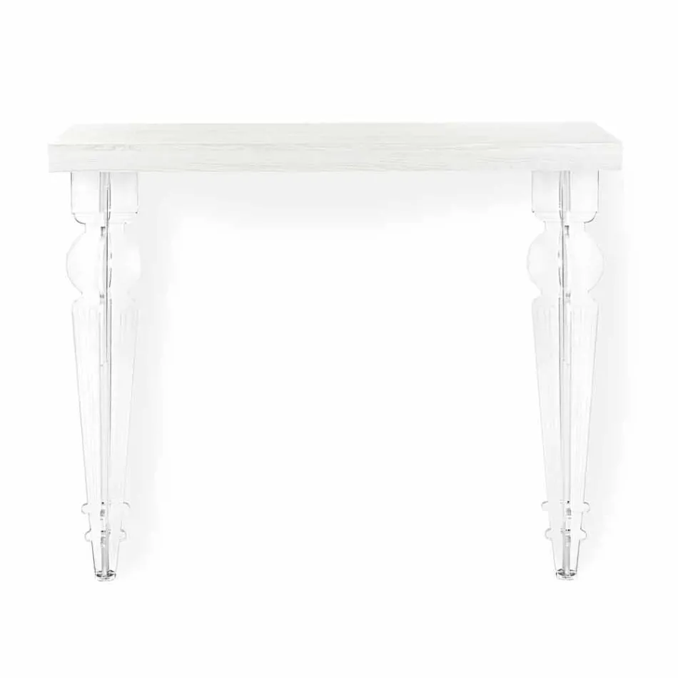 Väggkonsolbord i gråvitt trä eller Corten och plexiglas - Leopardi Viadurini