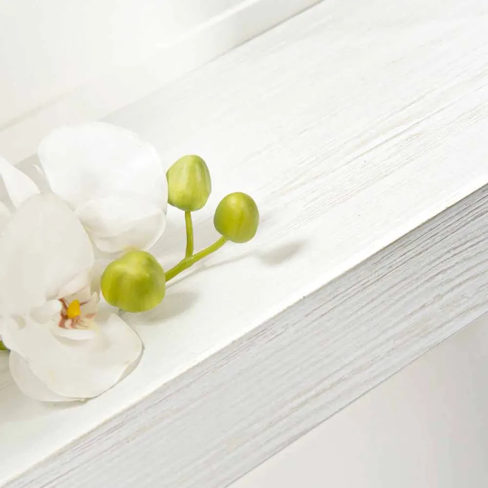 Väggkonsolbord i gråvitt trä eller Corten och plexiglas - Leopardi Viadurini