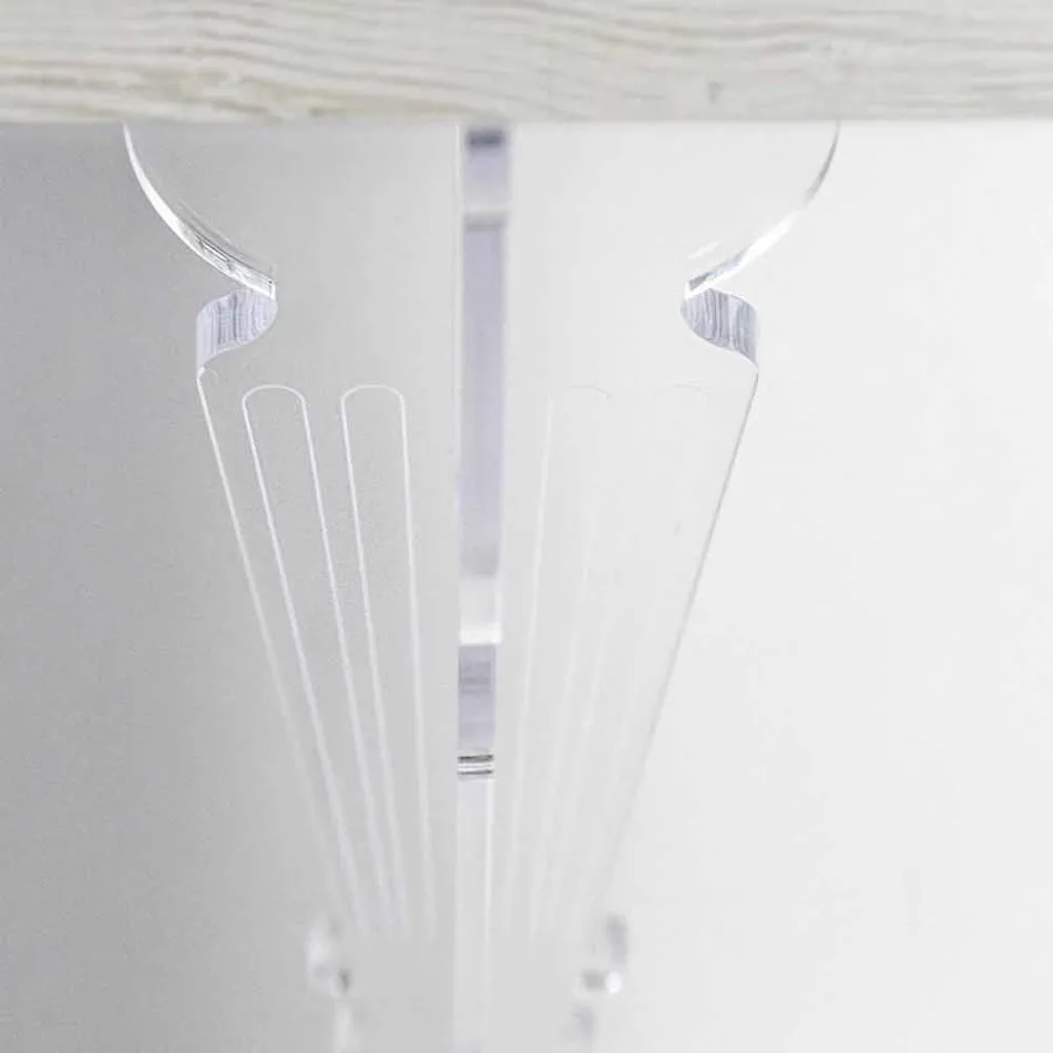 Väggkonsolbord i gråvitt trä eller Corten och plexiglas - Leopardi Viadurini