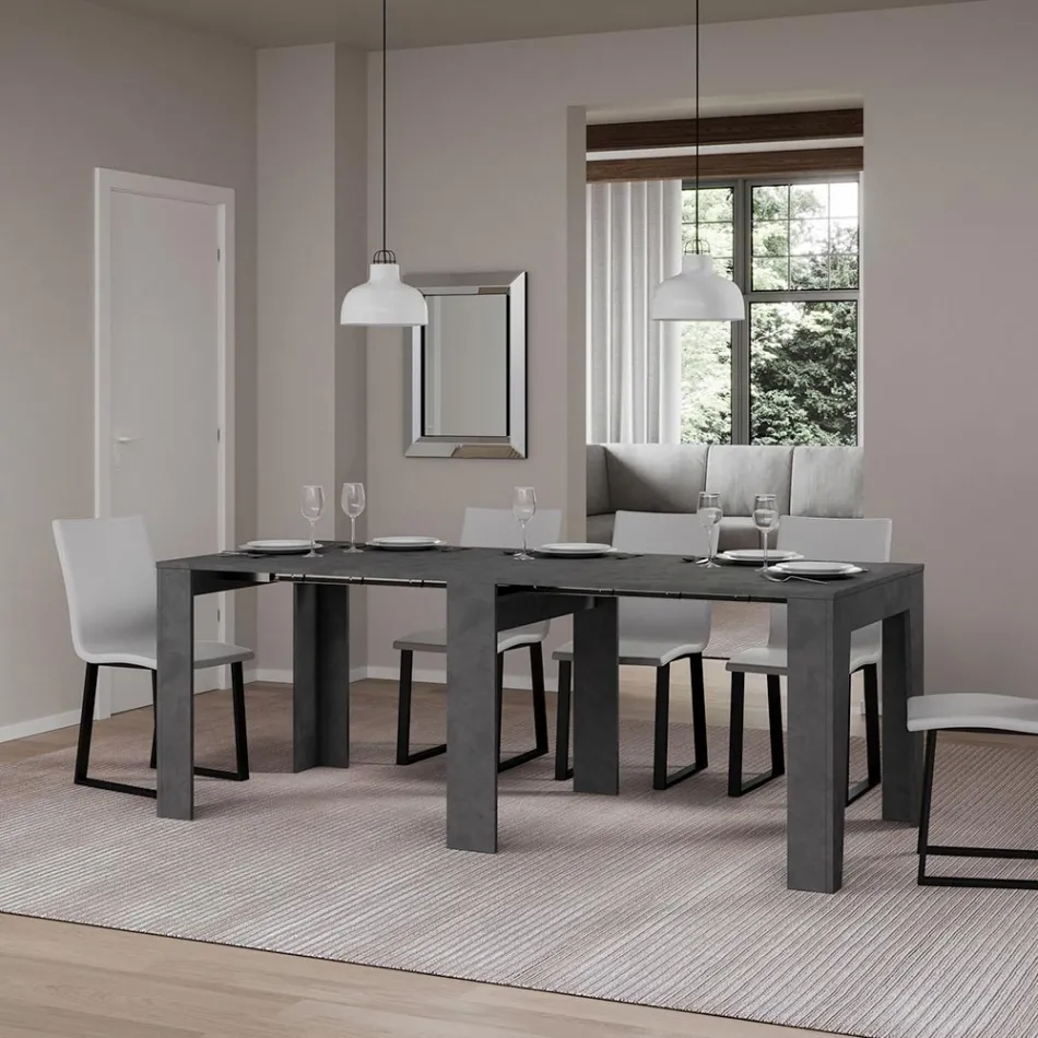 Utdragbar konsol till 181 cm i Melamin Essence Tillverkad i Italien - Castello Viadurini