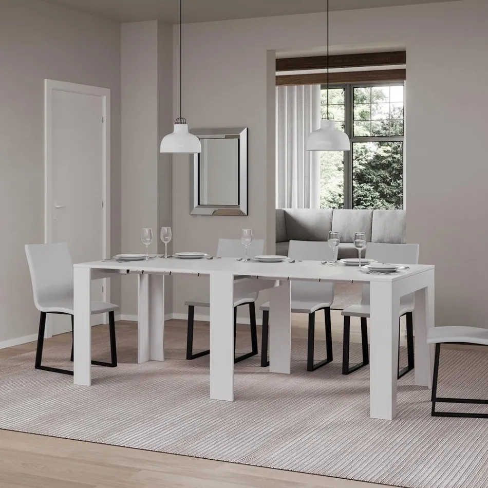 Utdragbar konsol till 181 cm i Melamin Essence Tillverkad i Italien - Castello Viadurini