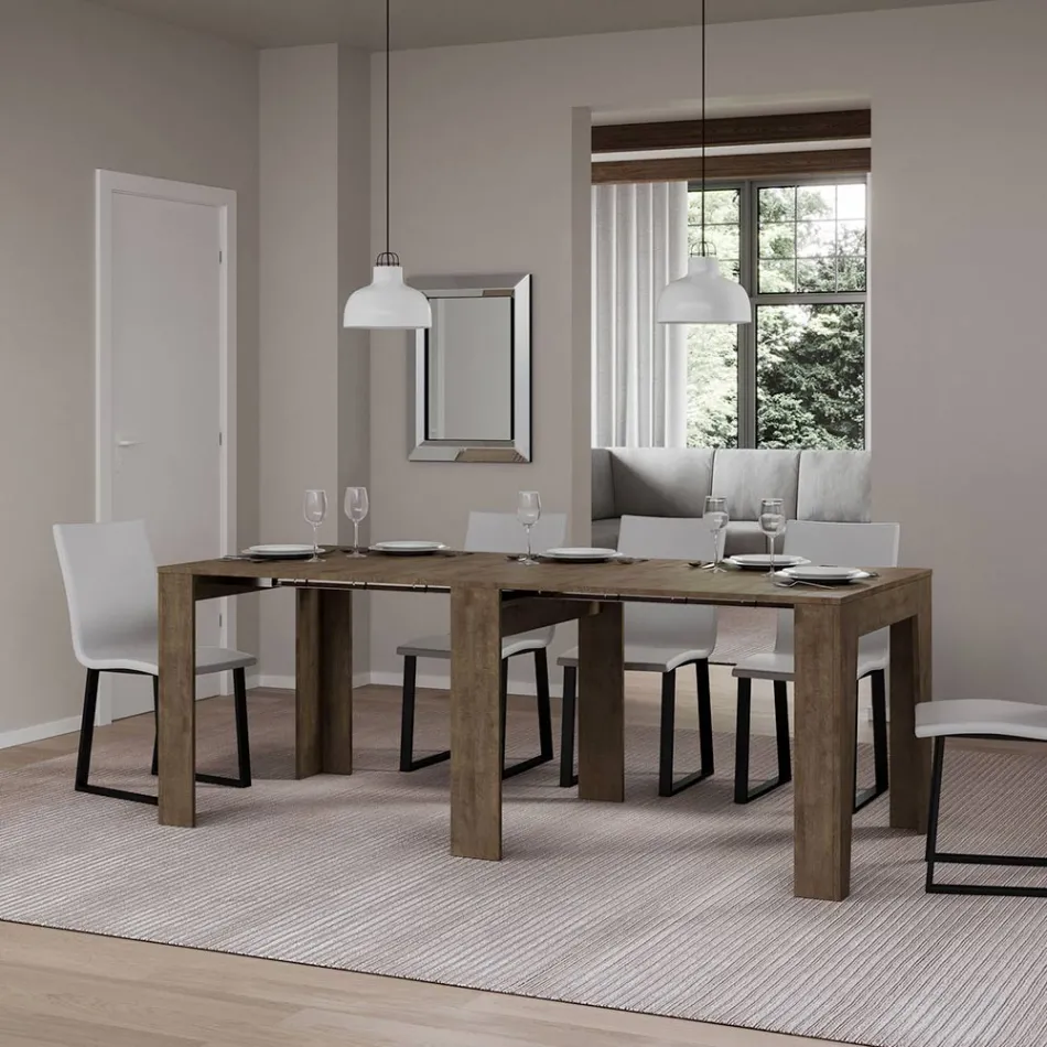 Utdragbar konsol till 181 cm i Melamin Essence Tillverkad i Italien - Castello Viadurini