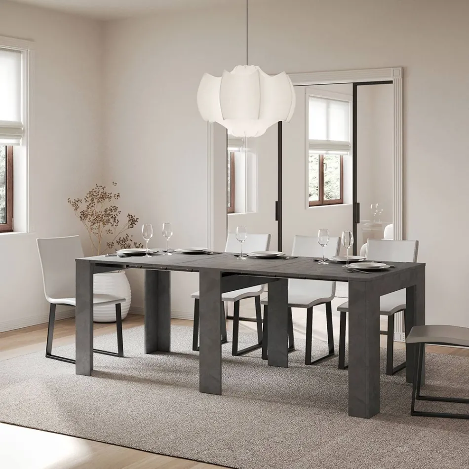 Utdragbar konsol till 181 cm i Made in Italy melaminpaneler - Drago Viadurini