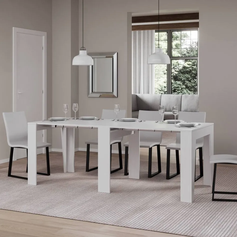 Utdragbar konsol till 211 cm i melamin i huvudsak Made in Italy - Incantesimo Viadurini