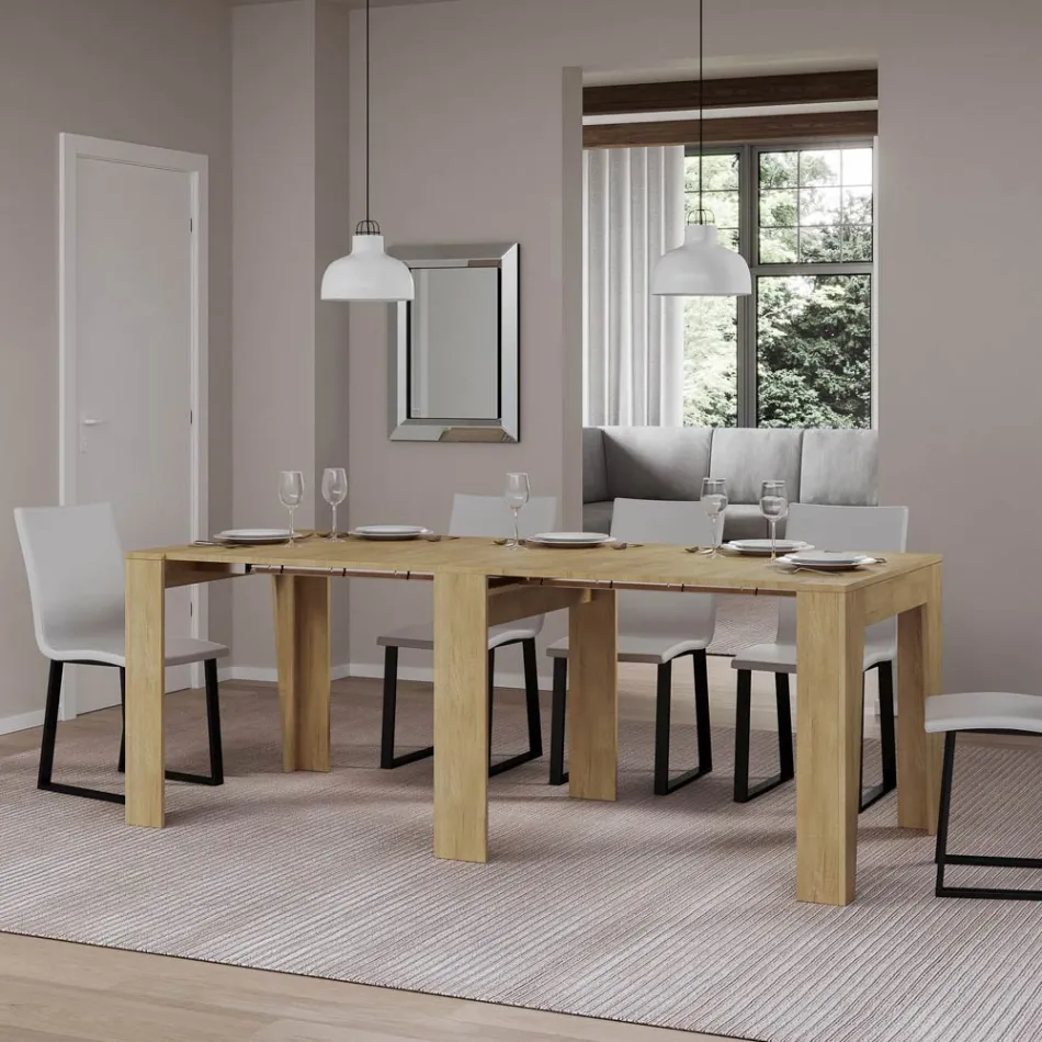 Utdragbar konsol till 211 cm i melamin i huvudsak Made in Italy - Incantesimo Viadurini