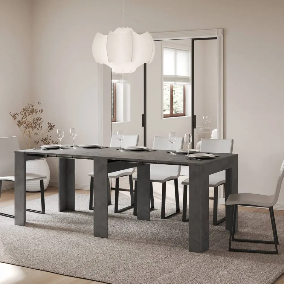 Utdragbar konsol till 211 cm i Made in Italy melaminpaneler - Principessa Viadurini