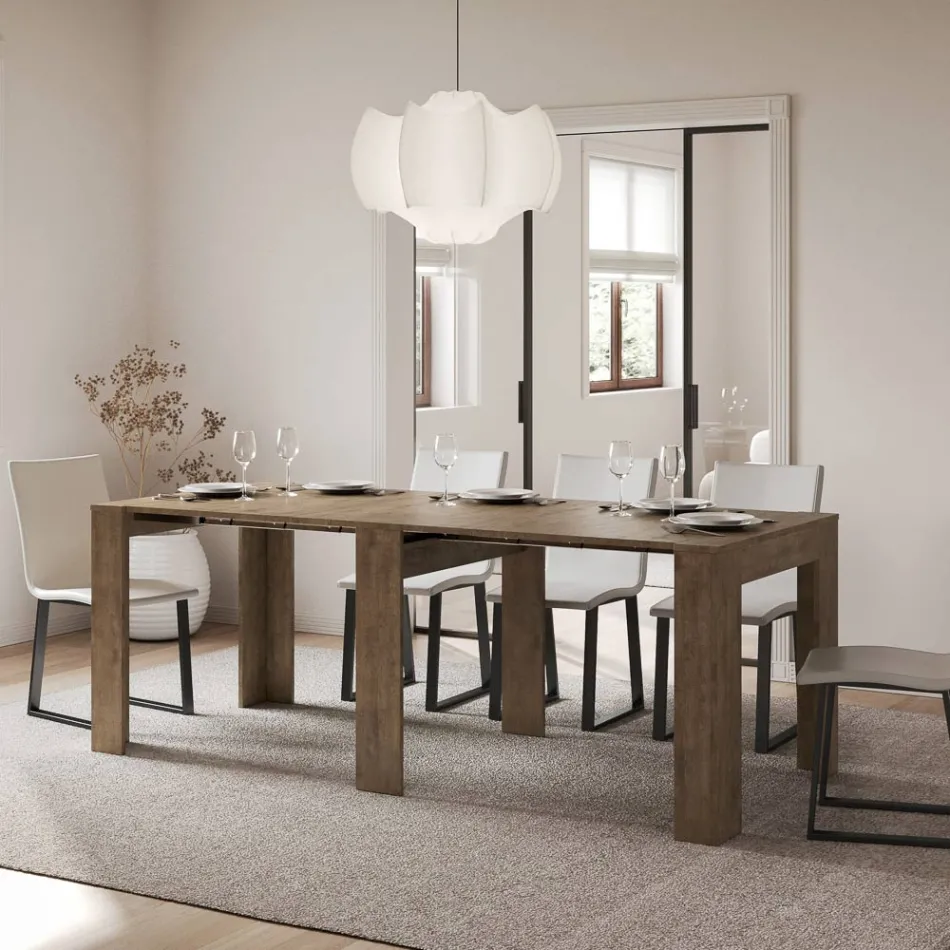 Utdragbar konsol till 211 cm i Made in Italy melaminpaneler - Principessa Viadurini