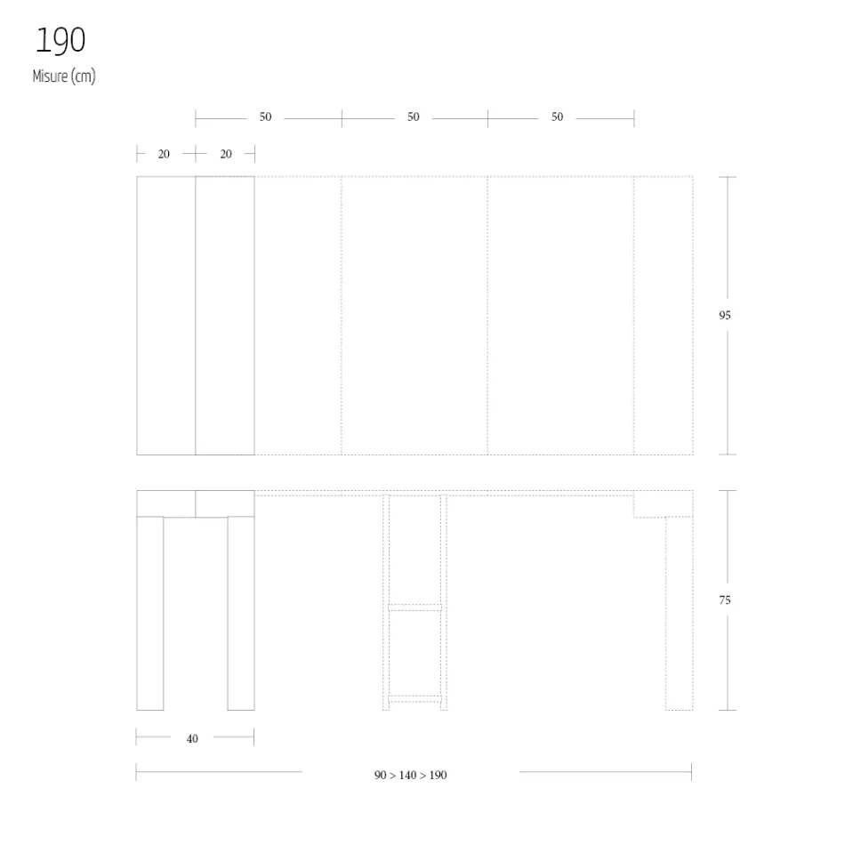 Utdragbar konsol till 290 cm i melaminträ Tillverkad i Italien - Paride Viadurini