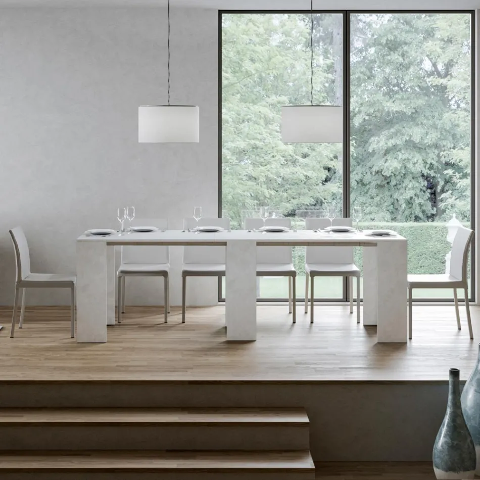 Utdragbar konsol till 299 cm med invändiga förlängningar tillverkade i Italien - Timglas Viadurini