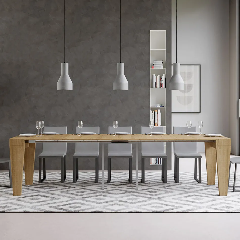 Utdragbar konsol till 300 cm i trä Made in Italy - Throne Viadurini