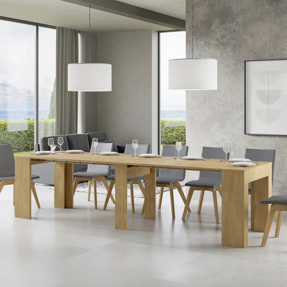 Utdragbar konsol till 307 cm i Made in Italy trämikropartiklar - Corona Viadurini