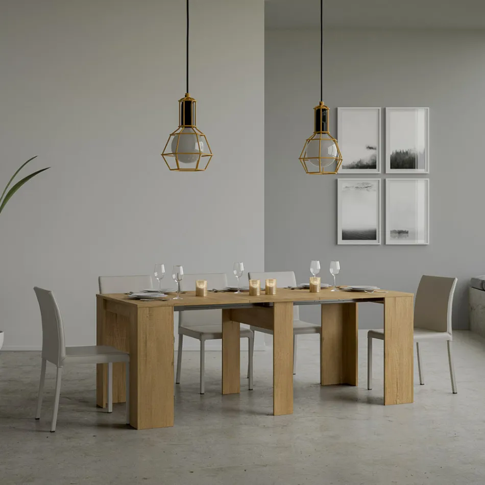 Utdragbar konsol till 308 cm med centralt stöd Made in Italy - Oracle Viadurini