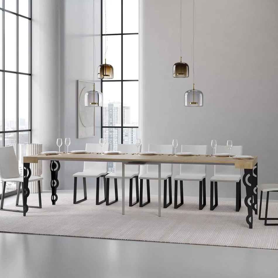 Utdragbar konsol med moderna järnben tillverkade i Italien - Palazzo Viadurini