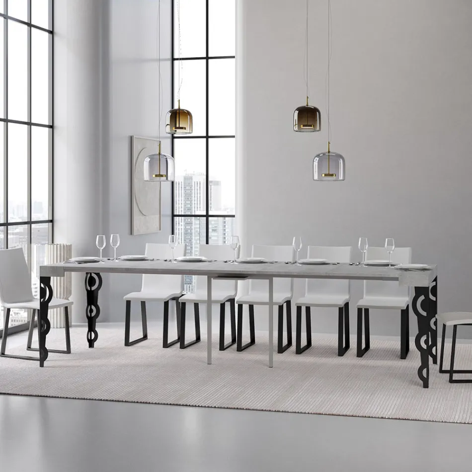 Utdragbar konsol med moderna järnben tillverkade i Italien - Palazzo Viadurini