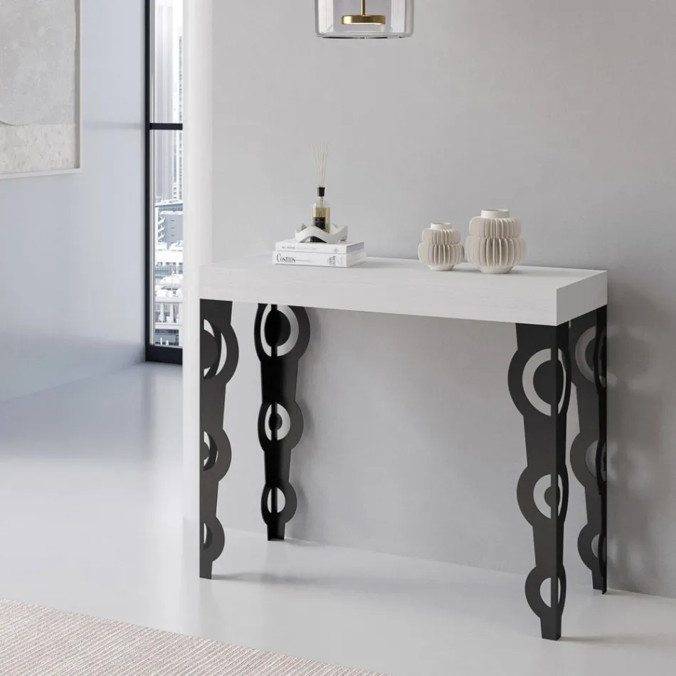 Utdragbar konsol med moderna järnben tillverkade i Italien - Palazzo Viadurini