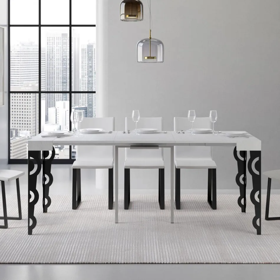 Utdragbar konsol med moderna järnben tillverkade i Italien - Palazzo Viadurini