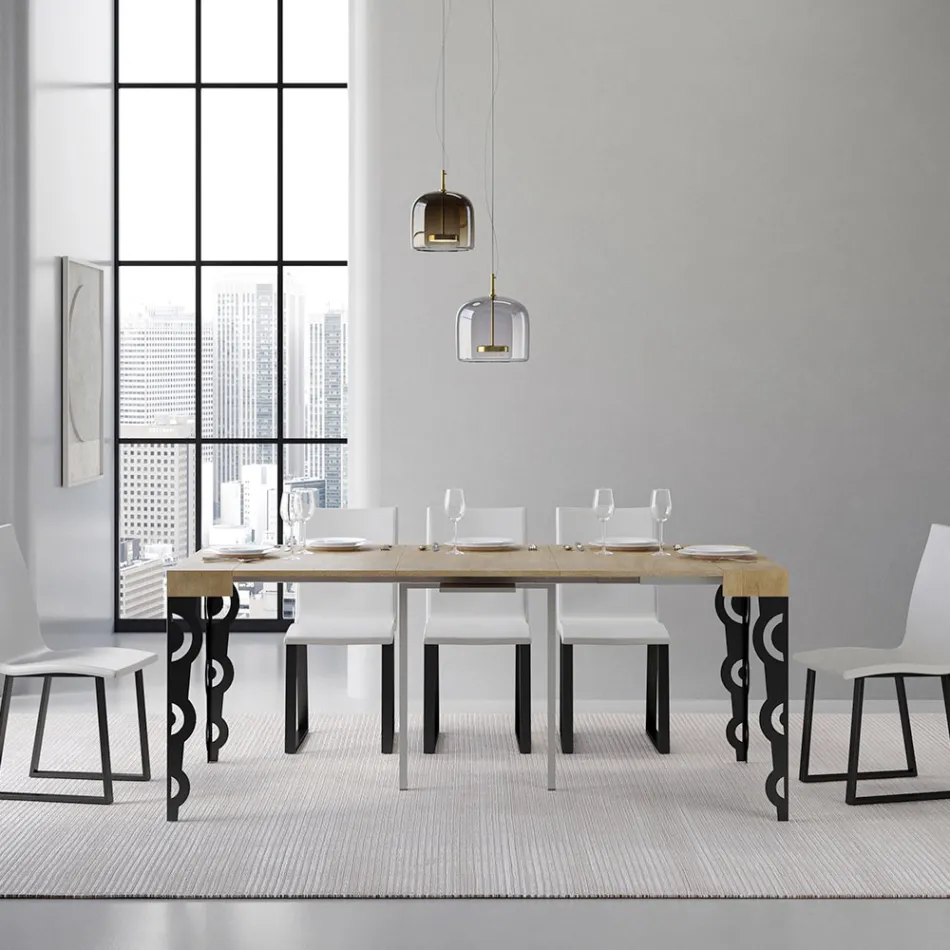 Utdragbar konsol med moderna järnben tillverkade i Italien - Palazzo Viadurini