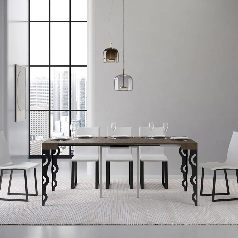 Utdragbar konsol med moderna järnben tillverkade i Italien - Palazzo Viadurini