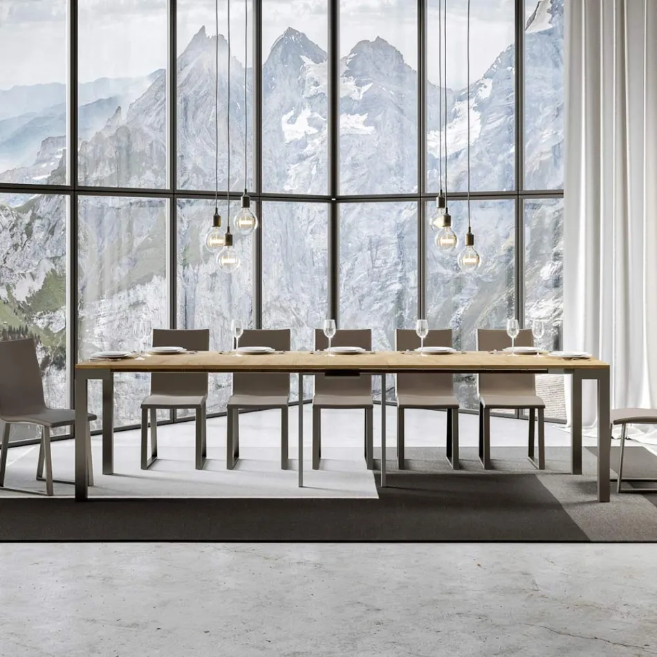 Utdragbar konsol av modern design i trä och järn Tillverkad i Italien - Aldrig Viadurini