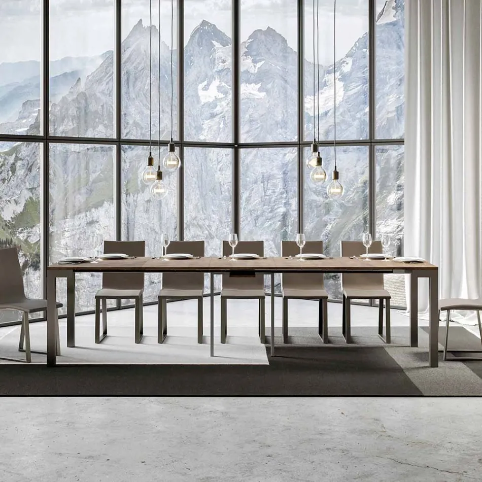 Utdragbar konsol av modern design i trä och järn Tillverkad i Italien - Aldrig Viadurini