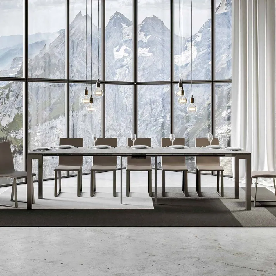 Utdragbar konsol av modern design i trä och järn Tillverkad i Italien - Aldrig Viadurini