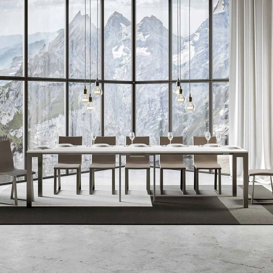 Utdragbar konsol av modern design i trä och järn Tillverkad i Italien - Aldrig Viadurini