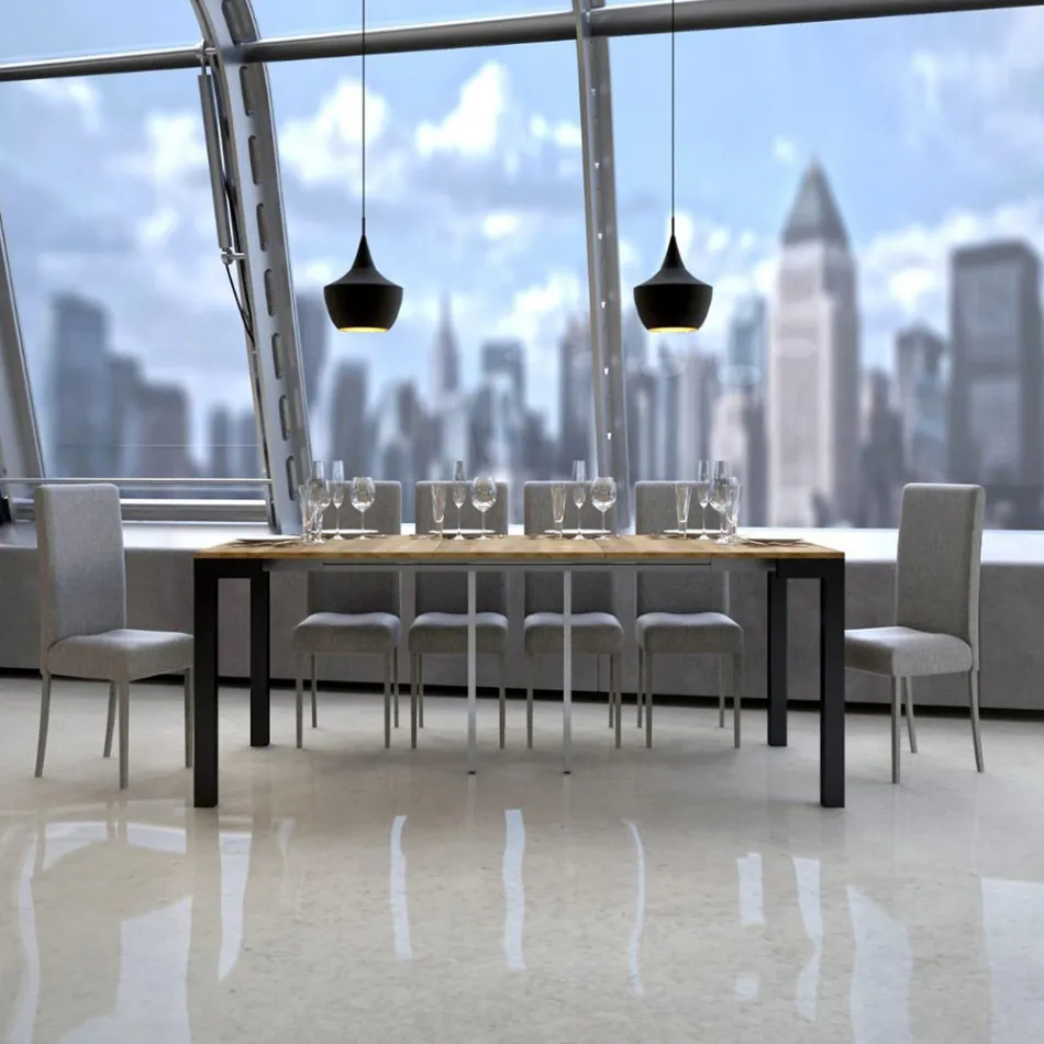 Utdragbar konsol av modern design i trä och järn Tillverkad i Italien - Aldrig Viadurini