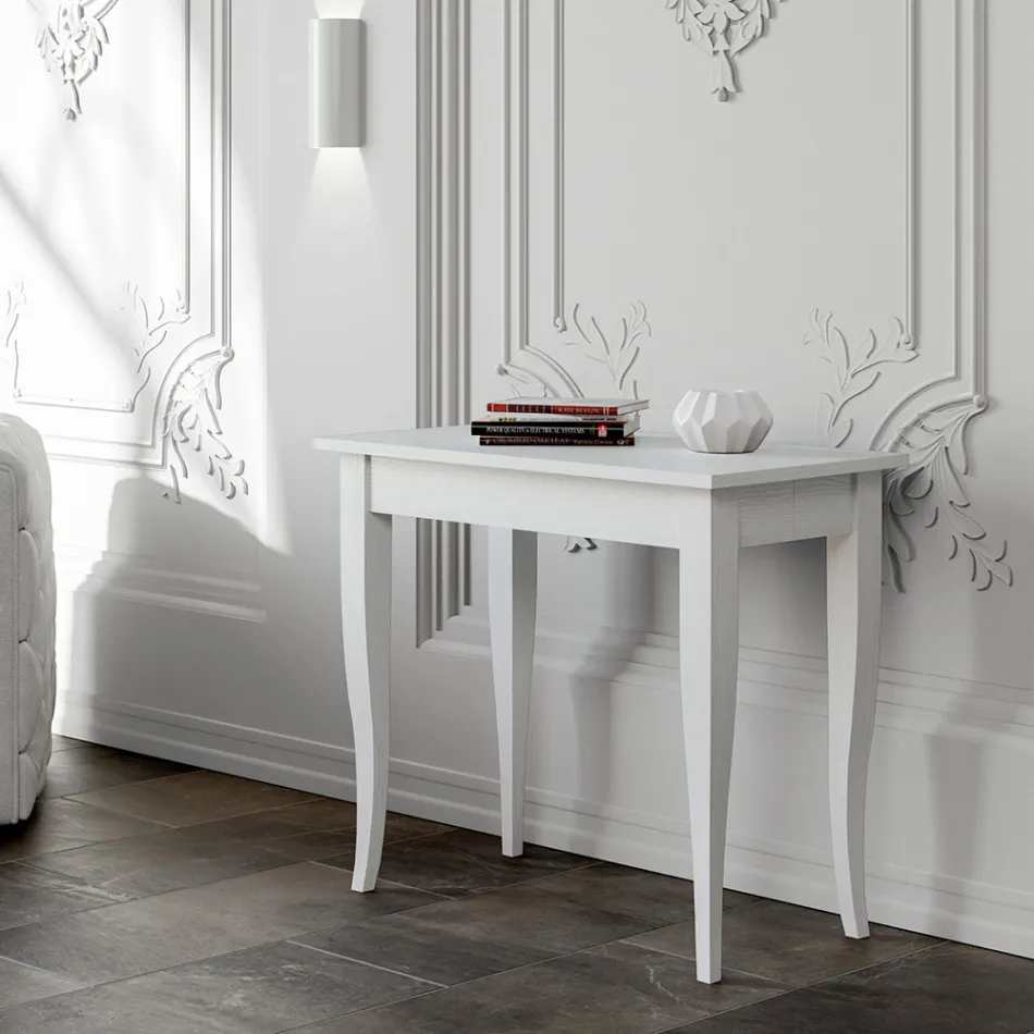 Utdragbar konsol i valnöt eller vit ask, tillverkad i Italien - Folletto Viadurini