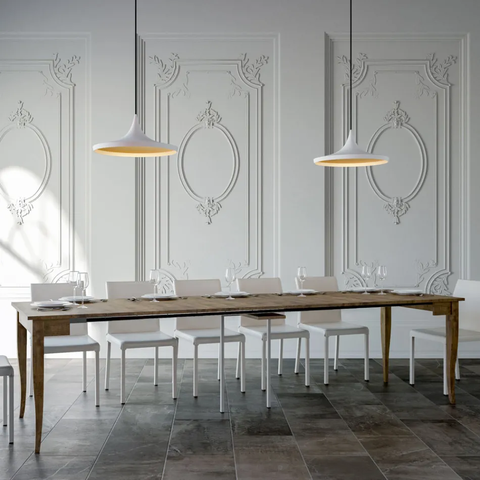 Utdragbar konsol i valnöt eller vit ask, tillverkad i Italien - Folletto Viadurini