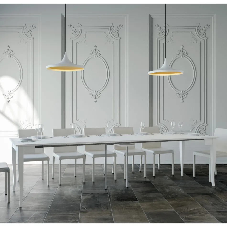 Utdragbar konsol i valnöt eller vit ask, tillverkad i Italien - Folletto Viadurini