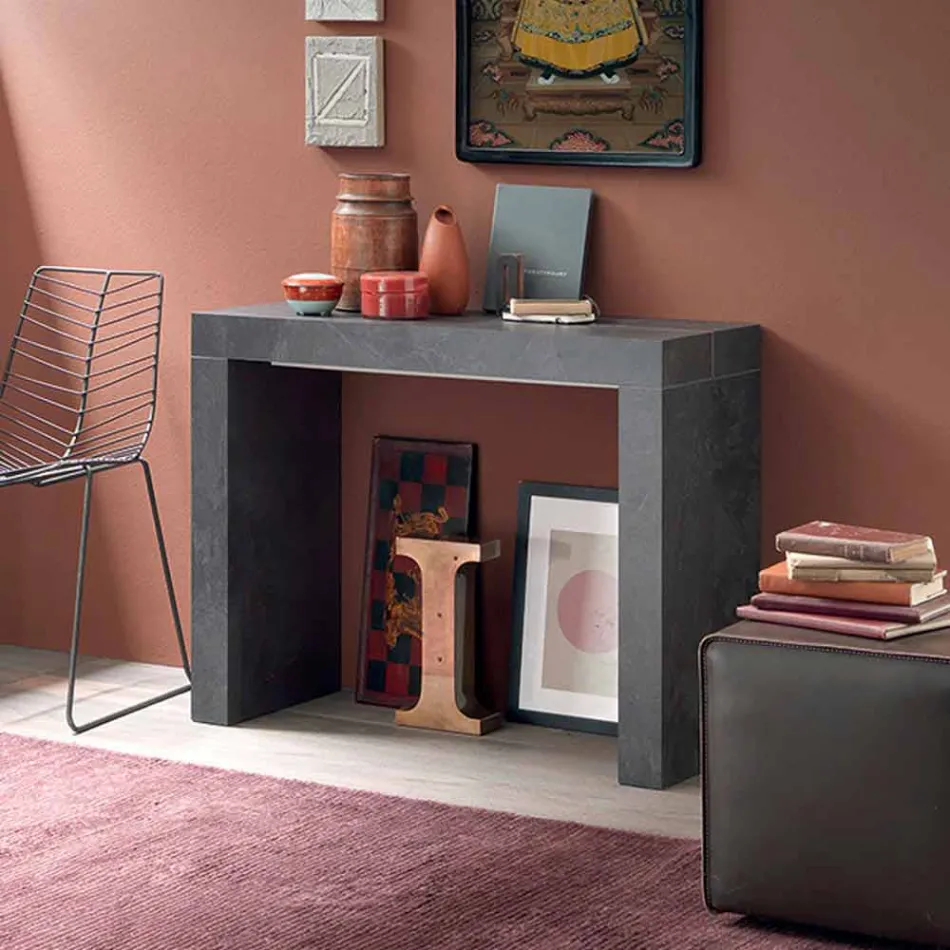 Utdragbar konsol Upp till 290 cm med trätopp tillverkad i Italien - Seregno Viadurini