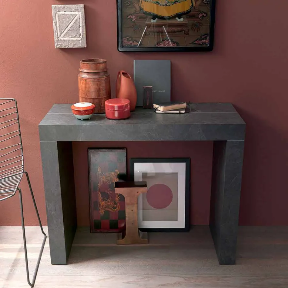 Utdragbar konsol Upp till 290 cm med trätopp tillverkad i Italien - Seregno Viadurini