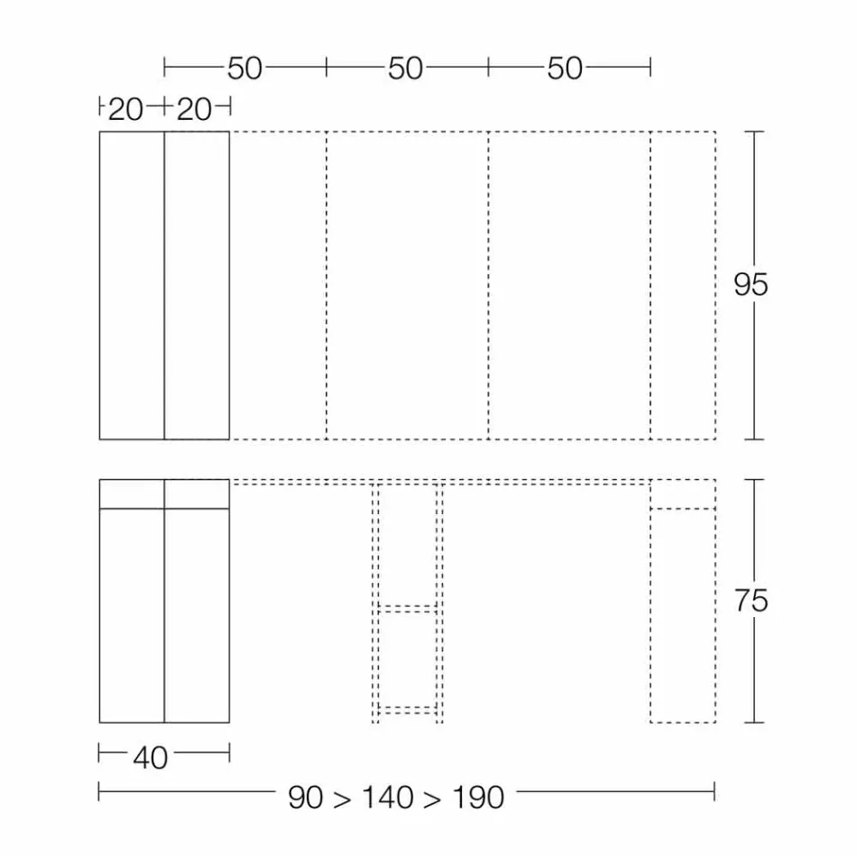 Utdragbar konsol Upp till 290 cm med trätopp tillverkad i Italien - Seregno Viadurini