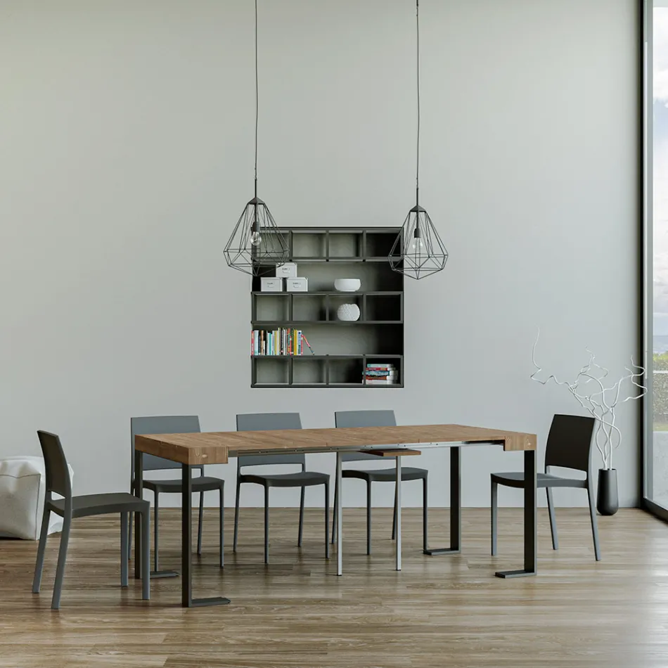 Utdragbar konsol upp till 300 cm med antracitram tillverkad i Italien - jätte Viadurini