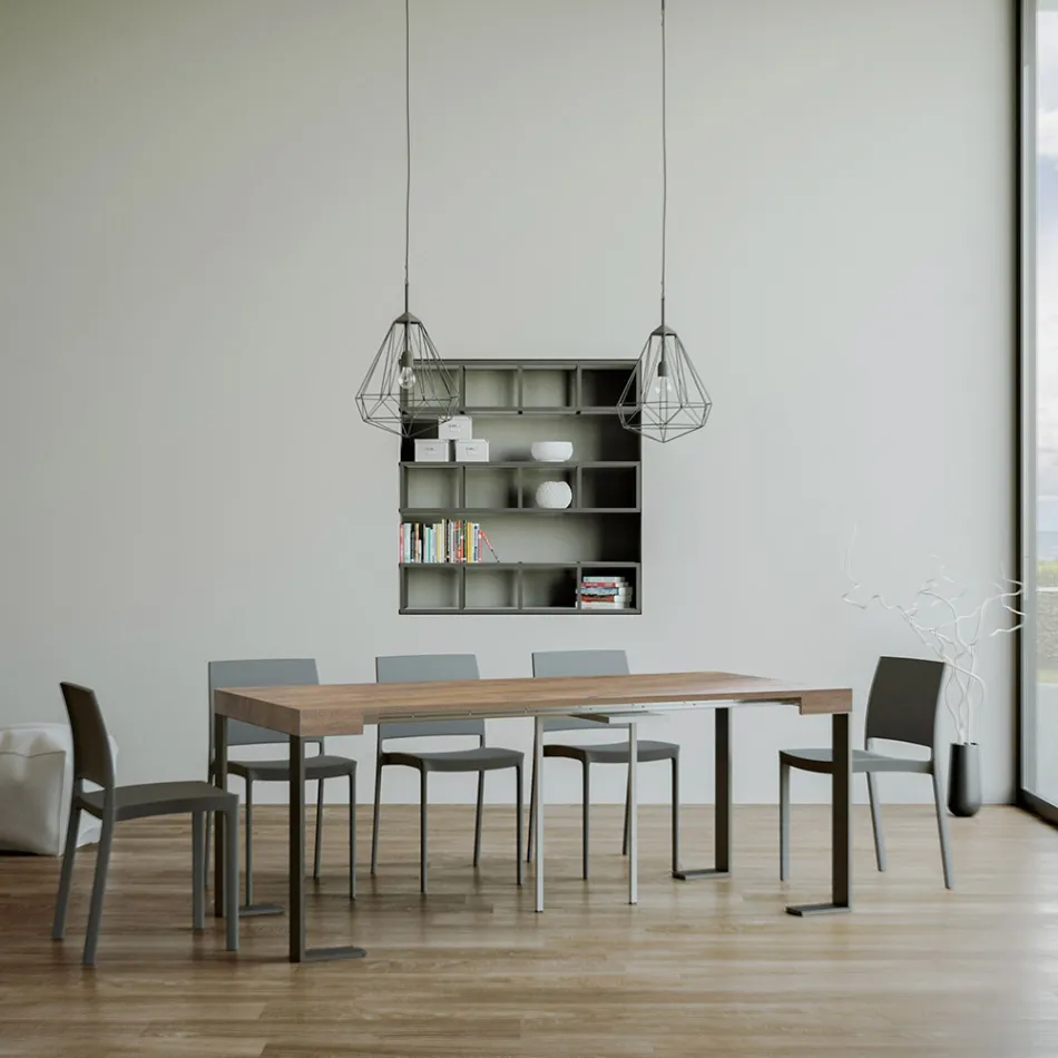 Utdragbar konsol upp till 300 cm med antracitram tillverkad i Italien - jätte Viadurini