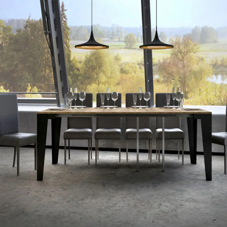 Utdragbar konsol upp till 300 cm i Made in Italy trämikropartiklar – Flamber Viadurini