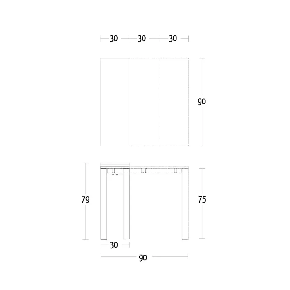 Utdragbar konsol upp till 90 cm i melamin och metall Made in Italy - Väska Viadurini