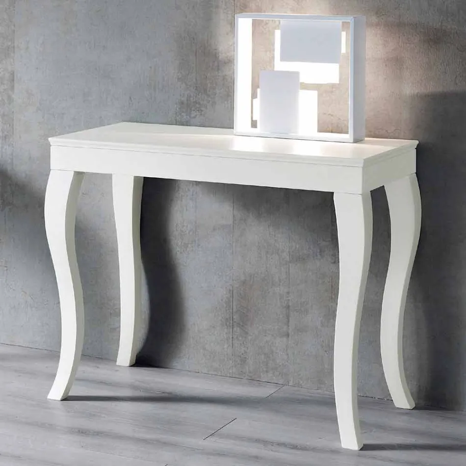 Utdragbar konsol i grå grå lackerad ask, träspett Viadurini