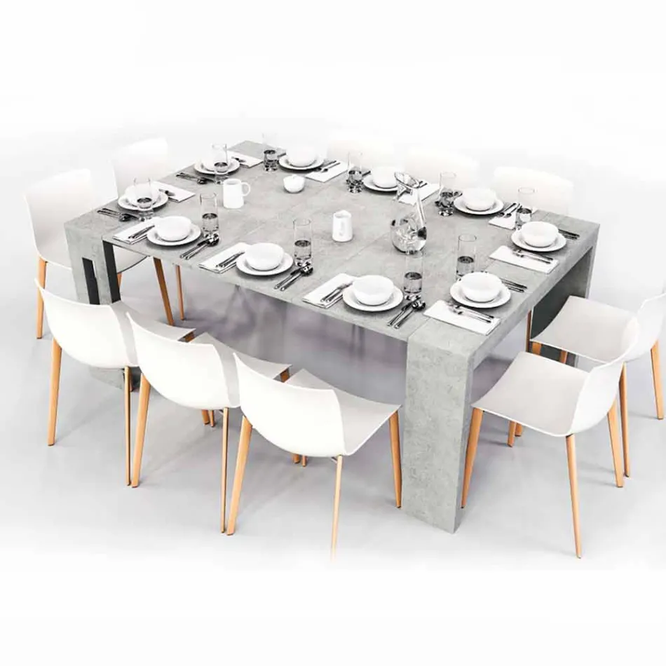 Extensible konsol i melamin med integrerade förlängningar Ussana Viadurini