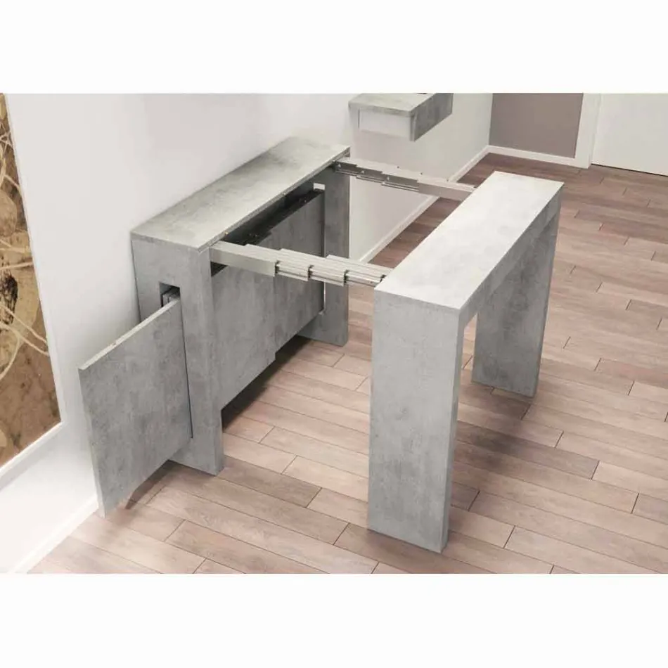 Extensible konsol i melamin med integrerade förlängningar Ussana Viadurini