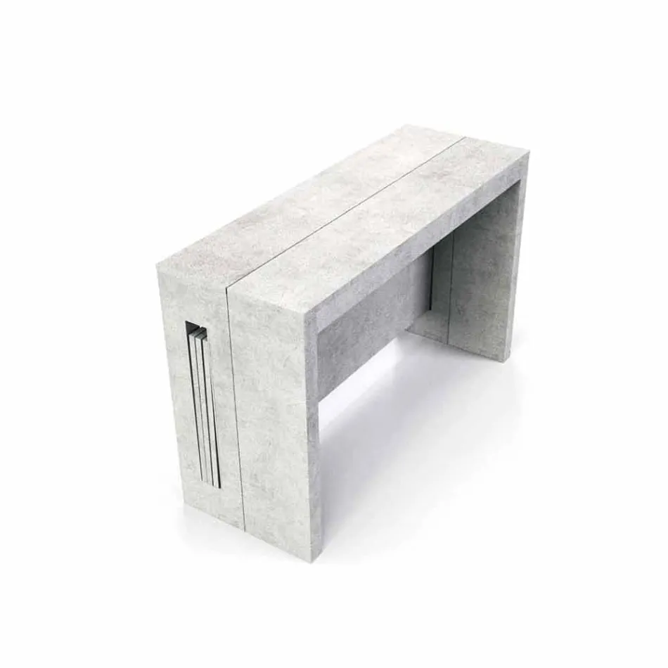 Extensible konsol i melamin med integrerade förlängningar Ussana Viadurini