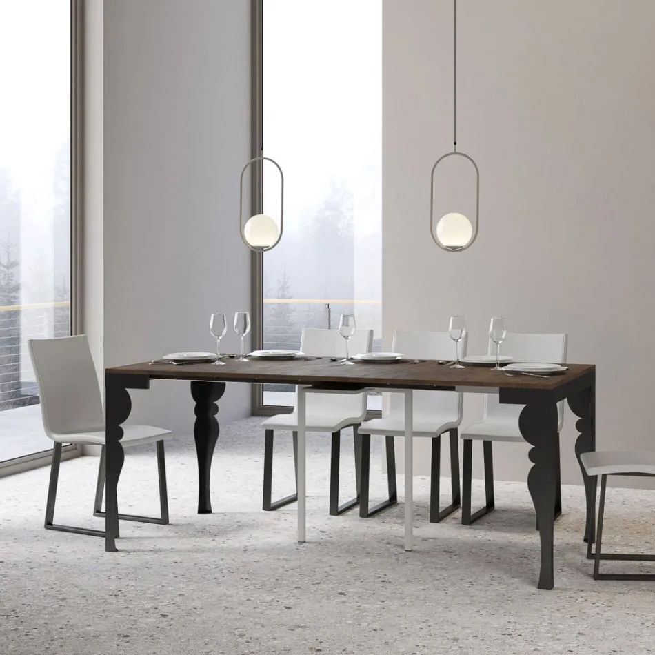 Modern utdragbar konsol i antracitträ och metall Tillverkad i Italien - Sassone Viadurini