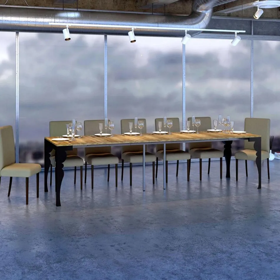 Modern utdragbar konsol i antracitträ och metall Tillverkad i Italien - Sassone Viadurini